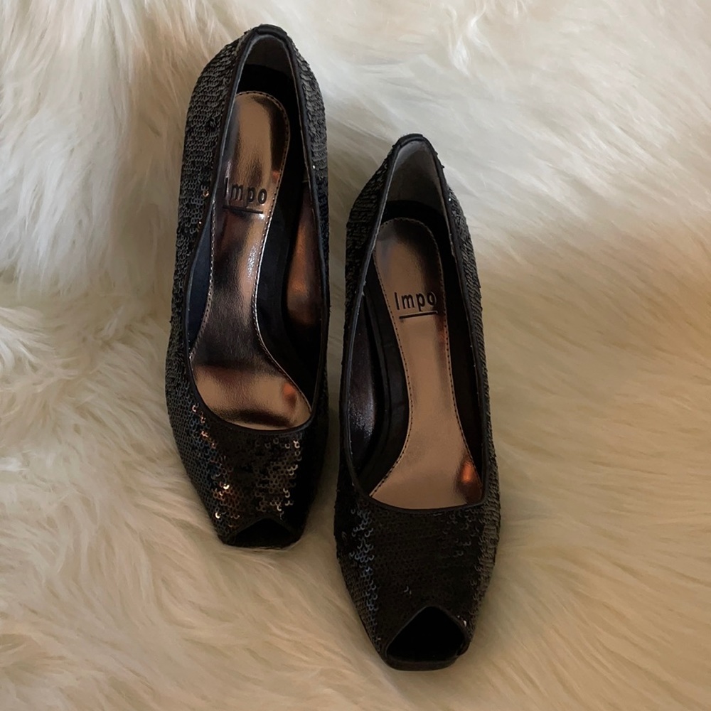 Impo Toca Black Sequin Shoes.